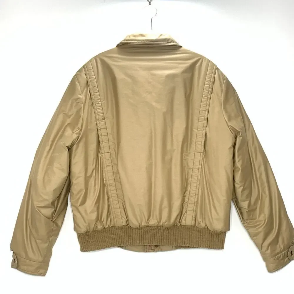 LONDON FOG Bomber Jacket Men 44R Camel Tan Quilted Lining Vintage 70s GUC